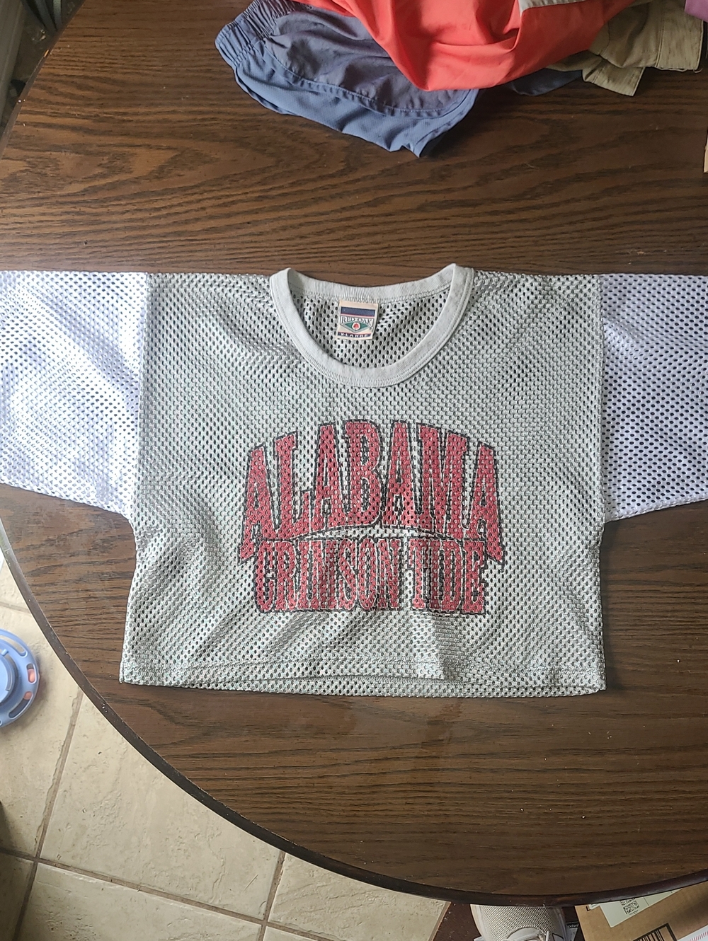 Vintage Alabama Crimson Tide Youth Football Mesh Tee - White with Red Graphic XL